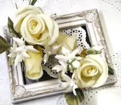 イエローのバラの親子コサージュ　卒業式　入学式　結婚式　アートフラワー　造花