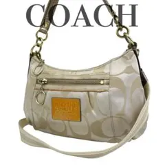 COACH コーチ ショルダーバッグ 2way チャーム付き ライトベージュ