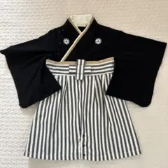 【美品】sweet mommy 袴ロンパース 縦縞ブラック 80cm