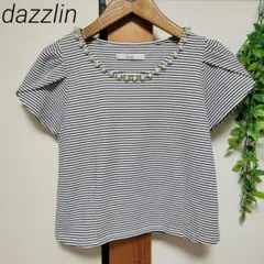 dazzlin ダズリン Tシャツ 半袖 ボーダー パール ビーズ ショート丈のサムネイル