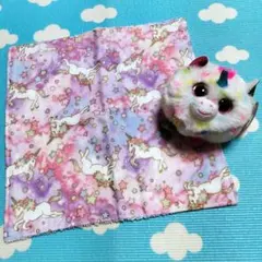 ✨Ty✨ Puffies 一角獣 ユニコーンぬいぐるみ＆ガーゼタオル♡２点セット