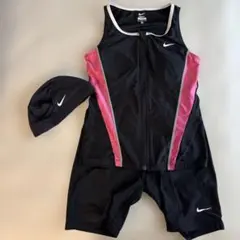 NIKE フィットネス水着 セパレート レディース M ピンク　黒　帽子おまけ