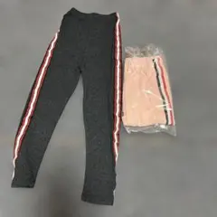 ストライプボトムスセット（グレー・ピンク）100