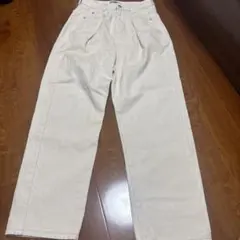 タックハイウエストデニム チノセミワイドパンツ