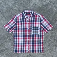 00s 短丈　ボックスカット　半袖　チェック　シャツ　cityboy y2k