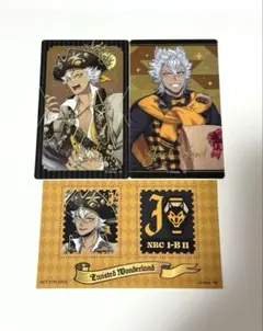 ツイステ ジャック クリアメタルカード 箔押し レア 切手風シール 3点