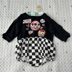 【8184】ロンパース ミッキー ミニー　ワッペン　刺繍　新品　70-80cm