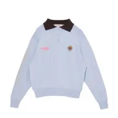 ずとまよ Knit Polo Shirts Light Blue M