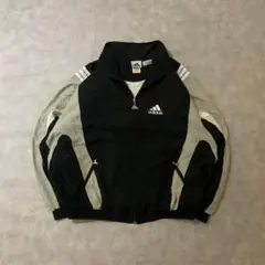 90s古着adidasトラックジャケット刺繍口ゴブラックグレー切返しDB210