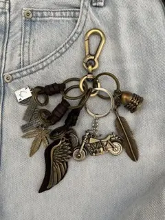 キーホルダー キーリング アメカジ ヴィンテージ ブロンド フェザー レトロ