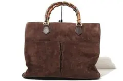 GUCCI バンブーライン スエードレザー ハンドバッグ FREE