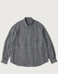 PORTERCLASSIC ロールアップリネンギンガムチェックシャツ ブラックMのサムネイル