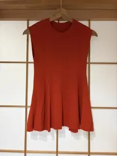 SENCE OF PLACE オレンジ リブ編み ノースリーブ トップス