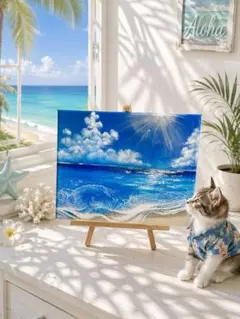 海の絵 ビーチ ハワイ 絵 油絵キャンパス 絵の具 アート インテリア
