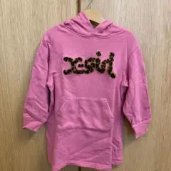 x-girlピンク フード付き ワンピース110センチ
