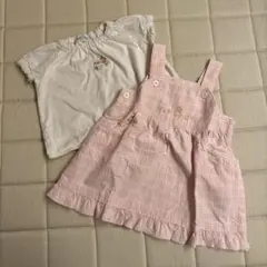 【タグ無し未使用】familiar ジャンパースカート　白Tシャツ付き