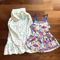 花柄フリルワンピース水着140cm ラッシュガード150cm