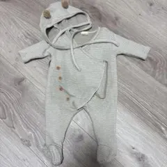 MONBEBE ストライプ柄ロンパース