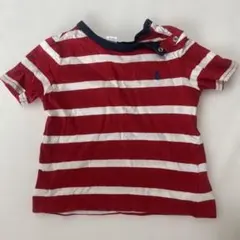Ralph Lauren 赤と白のストライプ Tシャツ 12M