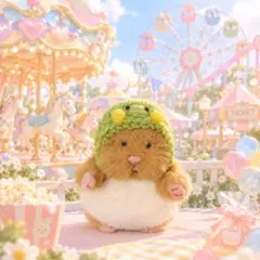 ぬい服 はむにぎり用 カエル帽子 ハンドメイド 編み物