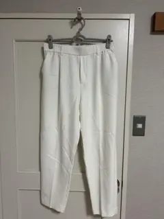 ホワイト スラックス ウエストゴム