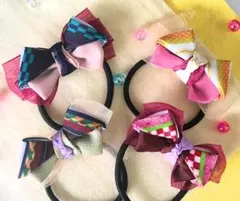 ハンドメイド 和柄リボン ヘアゴム