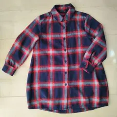 COMME CA ISM チェック柄長袖シャツ　100cm　シャツワンピース