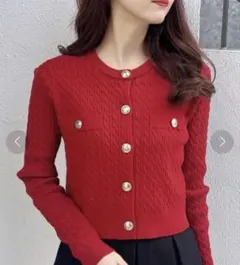 INGNI 赤 ケーブルニット カーディガン