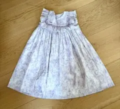リバティ ハンドメイド スモッキング フリルワンピース パープル 美品