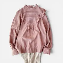 ✨良品✨ イネド【7号】長袖ブラウス シャツ 大きめ襟 薄手 くすみ 