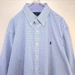 ポロラルフローレン　長袖シャツ　刺繍ロゴ　チェック　ボタンダウン XLサイズ