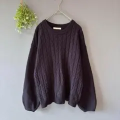 パークガール［M］上品カジュアル◎ゆったり感◎ケーブル×ワッフル編み長袖ニット