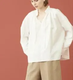 Ballsey ボールジィ　ハイカウントサテンネックフリルブラウス