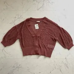 【earth music&ecology】7分袖 透かし編みカーディガン