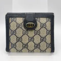 グッチ　折財布　財布　ウォレット　GGキャンバス　PVC　ネイビー