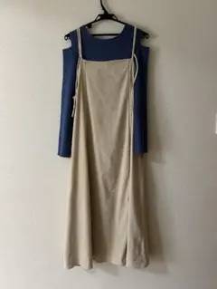 WCloset ベージュ キャミワンピース ニット　2点セット