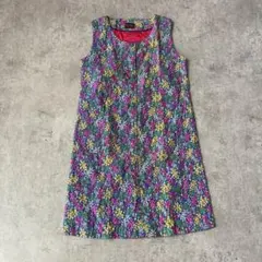70s ヴィンテージ 花柄 キルティング ノースリーブ ワンピース　古着　レトロ