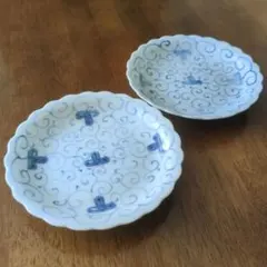 骨董品 古伊万里 陽刻 輪花 蛸唐草 豆皿 手塩皿 小皿 吉祥文様 幕末