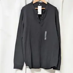 ユニクロ　ワッフル　ヘンリーネック　Tシャツ　09 ブラック　未使用タグ付き