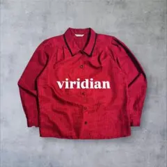 VIRIDIAN 赤 チェック シャツ ユニセックス レトロ 古着 ポリエステル