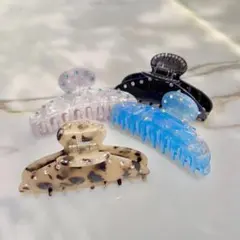 アレクサンドルドゥパリ ブルーマーブル クリスタル ヘアクリップ 美品