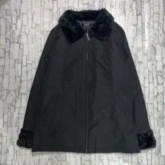 ファー付きブラックロングジャケットのサムネイル