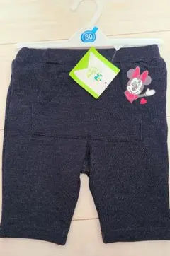 新品 ベビー ミニーマウス ハーフパンツ ズボン 80cm デニム風 スパッツ