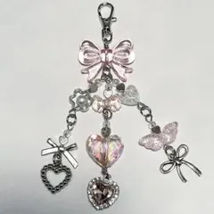 ピンクビーズキーホルダーストラップチャームコレクトブックy2k韓国kpop