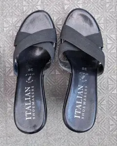 【新品未使用】ITALIAN SHOEMAKERS ウェッジソール 黒 38のサムネイル
