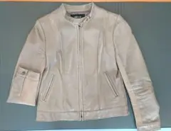 【限定品】コムサイズム・レザージャケット・グレージュ・羊革：匿名・送料込み