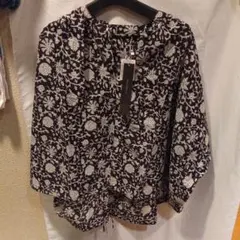 Sans souci 34+ コットンボイル裾ドロストワイドシャツ インド　新品のサムネイル