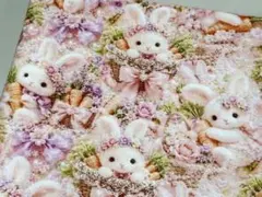 シーチング綿100%生地幅110cm×1m うさぎ柄 花柄 5042
