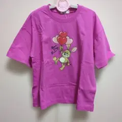 Tシャツ ピンク ウサギプリント 120cm ペアマノン