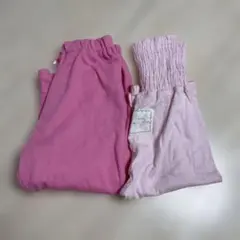 ピンク フレアパンツ ウエストゴム80.90パジャマの下パンツ二枚セット
